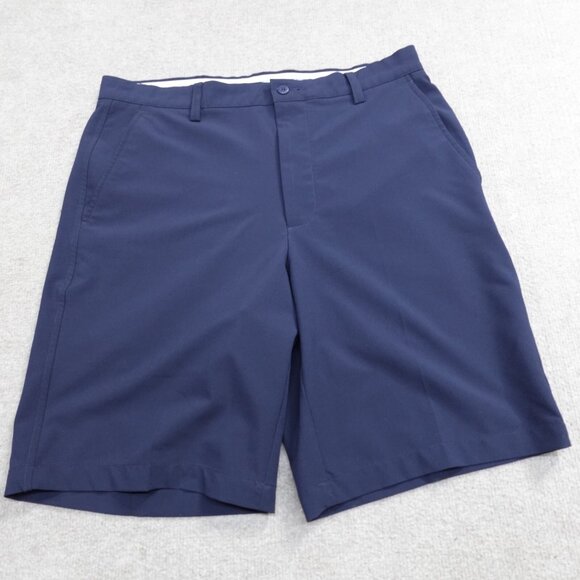 Footjoy Shorts 34 Blue Navy Solid Performance Golf Flat Front Stretch 9.5" In - Picture 1 of 11